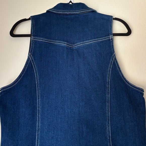 Pilcro Fitted Dark Denim Midi Dress Size XL Blue Stretch Double Ended Zipper - Picture 8 of 14